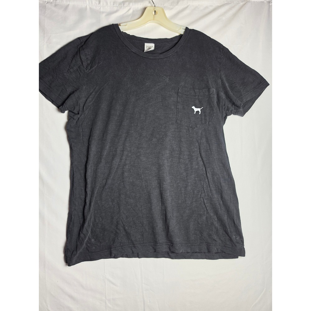 Pink Victoria's Secret Black Pocket T-Shirt Love Pink 1986 Graphic Tee Large